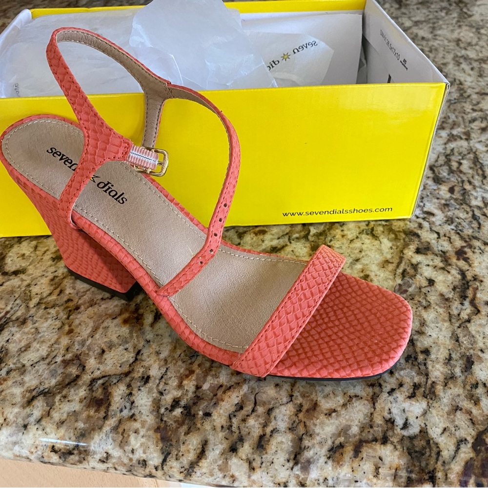 Orange Snake Print Wedge Sandals